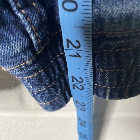 American Eagle Jean Jacket Button Zip Up Women Blue Pockets SZ Small Oversized - Picture 12 of 12